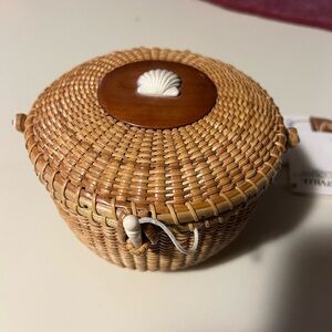 Natural Woven Basket with Shell Accent